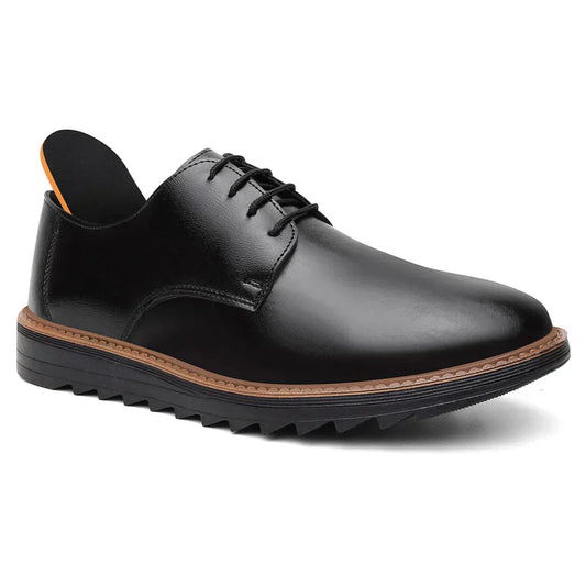 Chaussure Habillée Homme Derby Noir à Semelle Épaisse – Style Sport-Chic